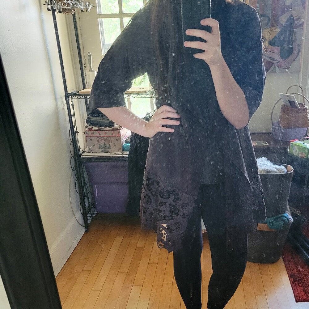 ISDA & CO Long Linen/Cotton Lace Coat/Cardigan Size S